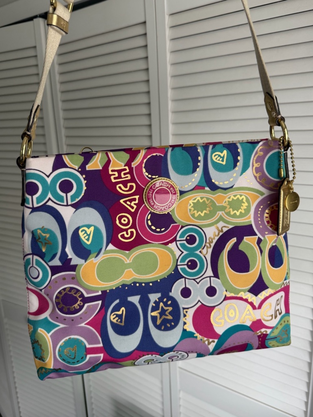 Y2K Coach Poppy Graffiti Crossbody Bag F19454